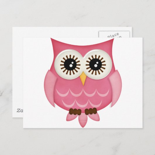Carte Postale Chouettes roses (Devant / Derrière)