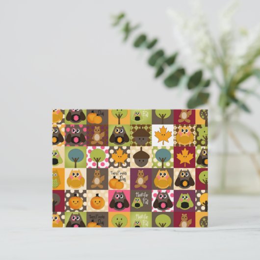 Carte Postale Chouettes Rustiques Automne/Automne (Debout devant)