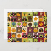 Carte Postale Chouettes Rustiques Automne/Automne (Devant / Derrière)