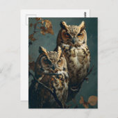 Carte Postale Chouettes vintages (Devant / Derrière)