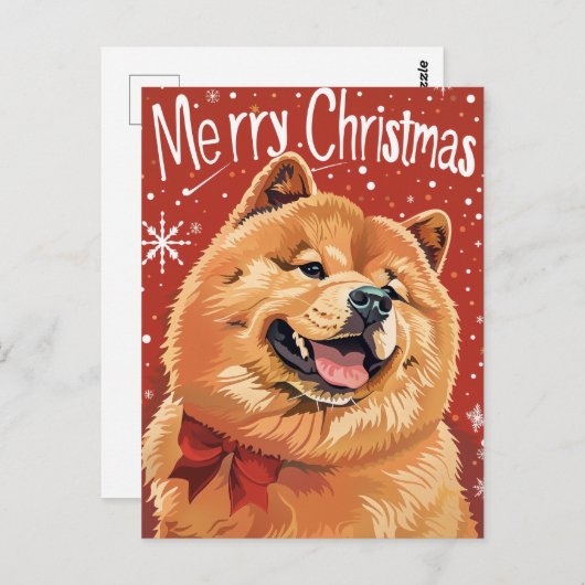 Carte Postale Chow Chow Noël (Devant / Derrière)