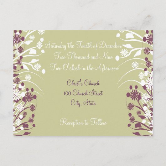 Carte Postale Chrétien Floral Mariage Graphe Twist Plum Grey (Dos)