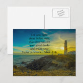 Carte postale chrétienne biblique de phare au couc (Devant / Derrière)