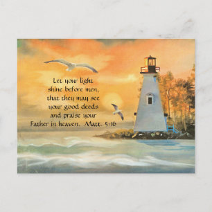 Carte postale chrétienne des mouettes du phare ave