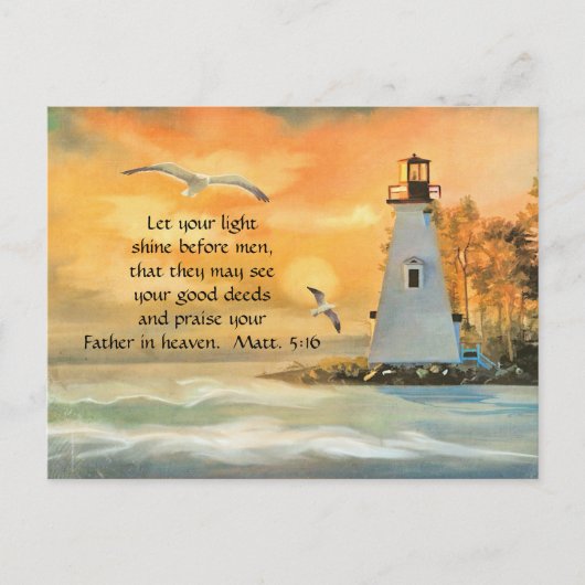 Carte postale chrétienne des mouettes du phare ave (Devant)