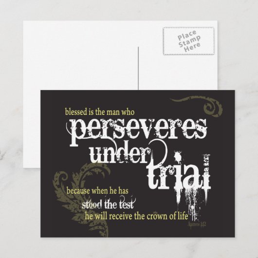 Carte postale chrétienne : Persévérance en procès (Devant / Derrière)