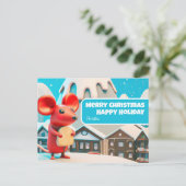Carte Postale Chrismas Town Mice a apporté un cadeau (Debout devant)