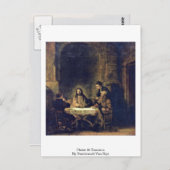 Carte Postale Christ à Emmaus Par Rembrandt Van Rijn (Devant / Derrière)