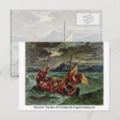 Carte Postale Christ Dans La Mer De Galilée Par Eugene Delacroix (Devant / Derrière)