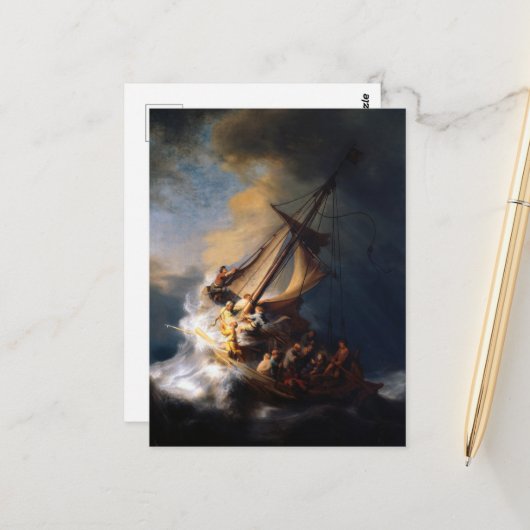 Carte Postale Christ dans la tempête sur la mer de Galilée (Devant/Arrière en situation)