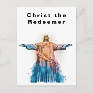 Carte Postale Christ le Rédempteur Rio de Janeiro Aquarelle