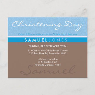 Carte Postale CHRISTENING INVITATION tout simplement super bleu