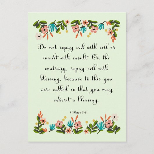 Carte Postale Christian Citation Art - 1 Pierre 3:9 (Devant)