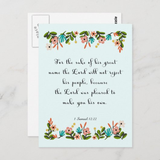 Carte Postale Christian Citation Art - 1 Samuel 12:22 (Devant / Derrière)