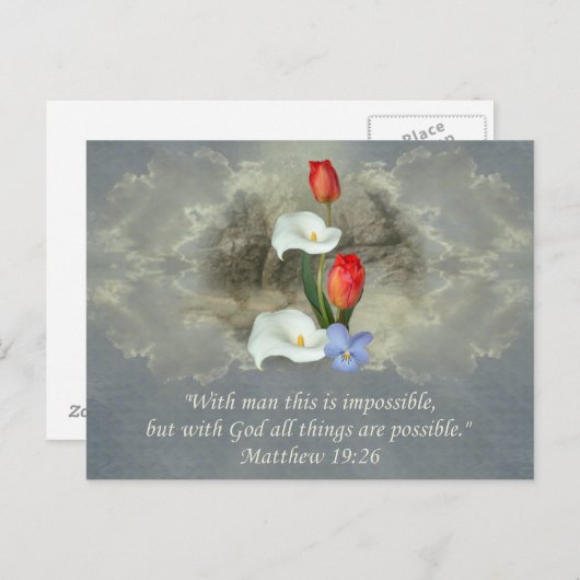 Carte Postale Christian Faith Art ~ Matthieu 19:26 (Devant / Derrière)