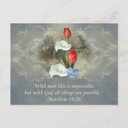 Carte Postale Christian Faith Art ~ Matthieu 19:26 (Devant)