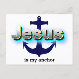 Carte Postale Christian Jésus est mon Ancre | Bleu et blanc