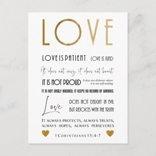 Carte Postale Christian Love Bible verse Typographie Chic (Devant)