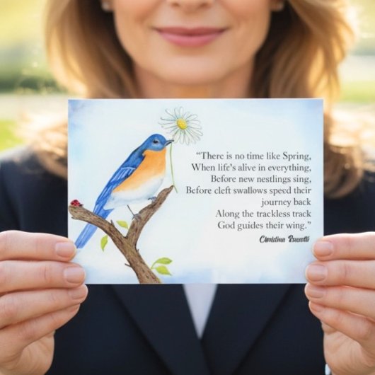 Carte Postale Christina Rossetti "Spring" Poem with Bluebird