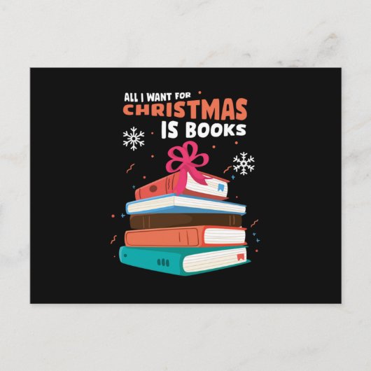 Carte Postale Christmas Books Bookworm Reading Xmas New Year Gif (Devant)