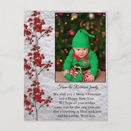 Carte Postale Christmas Card With a Smiling and Happy Baby. (Devant)