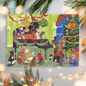 Carte Postale Christmas Cats playing Piano Holiday Card