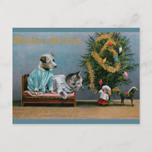 Carte Postale CHRISTMAS chat et chien