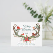 Carte Postale Christmas Deer Antlers Vacances Salutation d'entre (Debout devant)