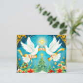 Carte Postale Christmas Doves, Christmas Tree, Love,Peace, Joy (Debout devant)