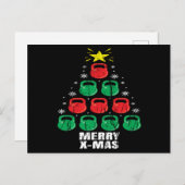 Carte Postale Christmas Funny Kettlebells Tree Holiday Workout (Devant / Derrière)