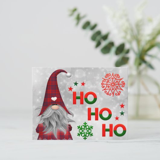 Carte Postale Christmas Gnome Dit Ho Ho Ho (Debout devant)