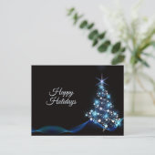 Carte Postale Christmas Greeting Blue Shiny Tree Black Elegant (Debout devant)