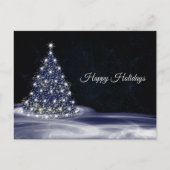 Carte Postale Christmas Greeting Blue Shiny Tree Winter Navy (Devant)