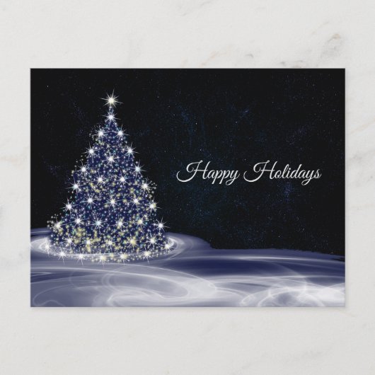 Carte Postale Christmas Greeting Blue Shiny Tree Winter Navy (Devant)