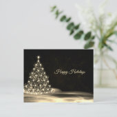 Carte Postale Christmas Greeting Golden Shiny Tree Winter Black (Debout devant)