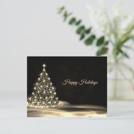 Carte Postale Christmas Greeting Golden Shiny Tree Winter Black (Debout devant)