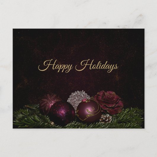 Carte Postale Christmas Greeting Pink Ornament Green Black (Devant)