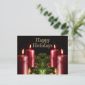 Carte Postale Christmas Greeting Red Candles Winter Holidays (Debout devant)