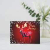 Carte Postale Christmas Greeting Red Reindeer Winter Holidays (Debout devant)