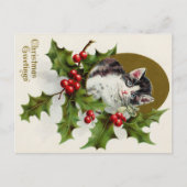 Carte Postale Christmas Greetings Vintage Kitty Card (Devant)