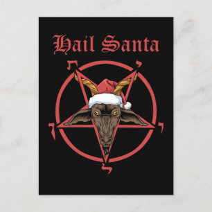 Carte Postale Christmas Hail Père Noël Satanism Goat Satan Bapho