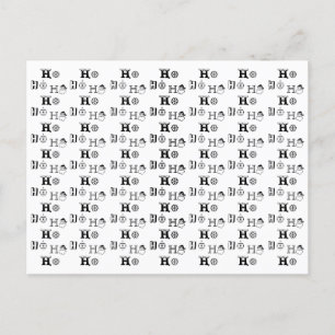 Carte Postale Christmas Ho Ho Ho noir et blanc motif mignon
