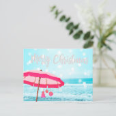 Carte Postale Christmas Holiday Sunshine Beach Scène Parapluie (Debout devant)