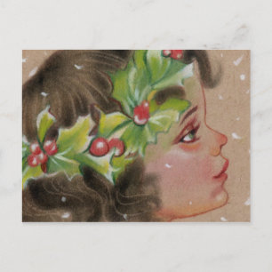Carte postale Christmas Holly Ivy Girl