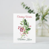 Carte postale Christmas Holly Mistletoe Red Berry (Debout devant)