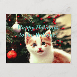 Carte postale Christmas Kitten Happy Holidays