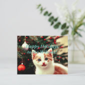 Carte postale Christmas Kitten Happy Holidays (Debout devant)