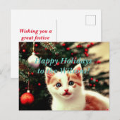 Carte postale Christmas Kitten Happy Holidays (Devant / Derrière)