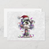 Carte Postale Christmas Kitten tangled in Lights (Devant / Derrière)