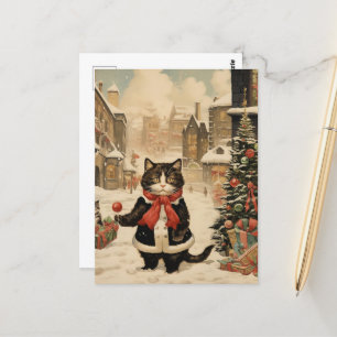 Carte Postale Christmas Kitty, Jour de la neige